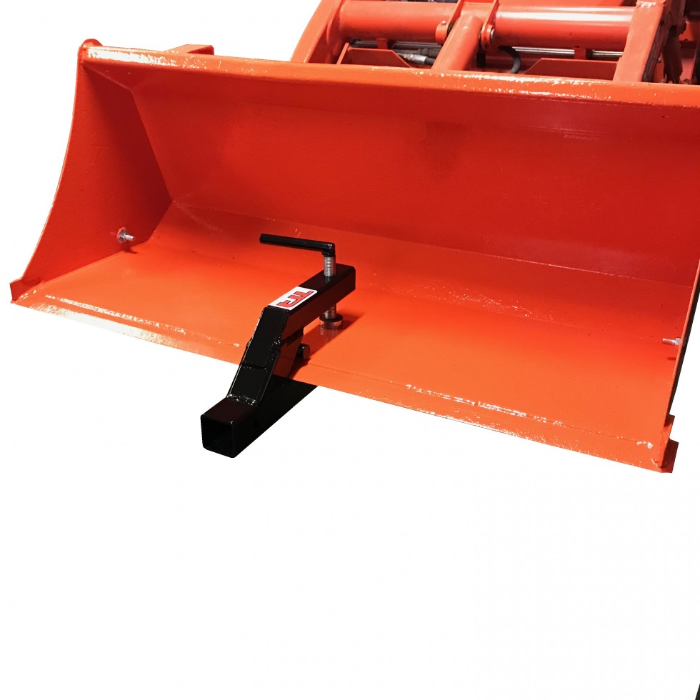 Universal hitch receiver for tractor bucket